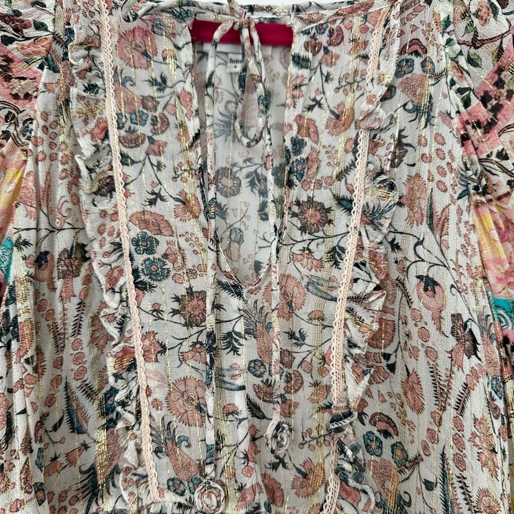 Hemant & Nandita Sheer Printed Peasant Top - Picture 6 of 10